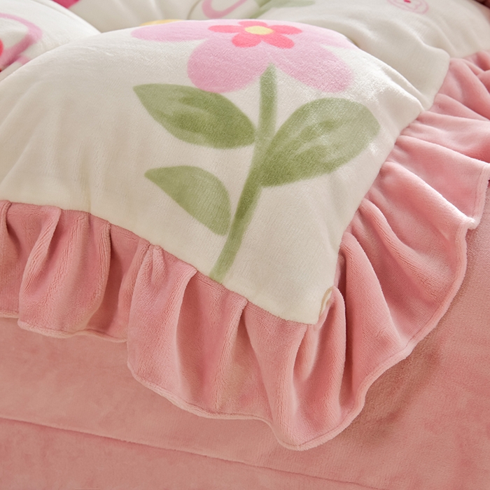 91家纺网 家纺一手货源 找家纺 妮恒美 2024新款韩版牛奶绒四件套 香水百合