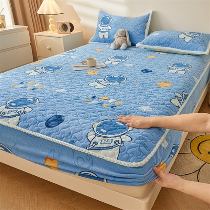 兄弟坊 2024新款牛奶绒印花床护垫床笠 床垫保护套 宇航员-床笠款