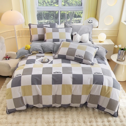 91家纺网 家纺一手货源 找家纺 （总）2024新款全棉加牛奶绒四件套单被套系列-四件套