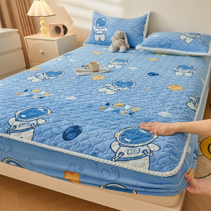 91家纺网 家纺一手货源 找家纺 (总) 兄弟坊 2025新款牛奶绒印花床护垫床笠 床垫保护套