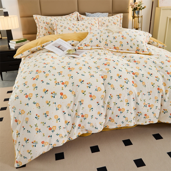 91家纺网 家纺一手货源 找家纺 优姿家纺 2025新款加厚全消光牛奶绒印花四件套 田园生活