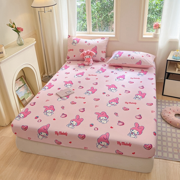 91家纺网 家纺一手货源 找家纺 （总）博雅 2024新款三丽鸥卡通系列全棉印花床笠