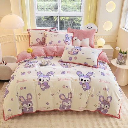 91家纺网 家纺一手货源 找家纺 （总）2024新款全棉加牛奶绒四件套单被套系列-四件套