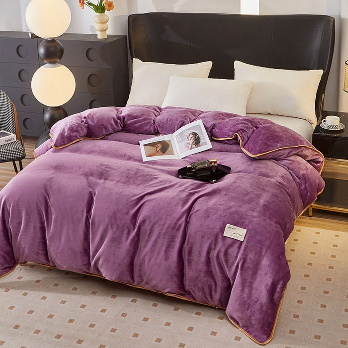 91家纺网 家纺一手货源 找家纺 绣女坊 2024新款牛奶绒220克-单被套 单被套紫色