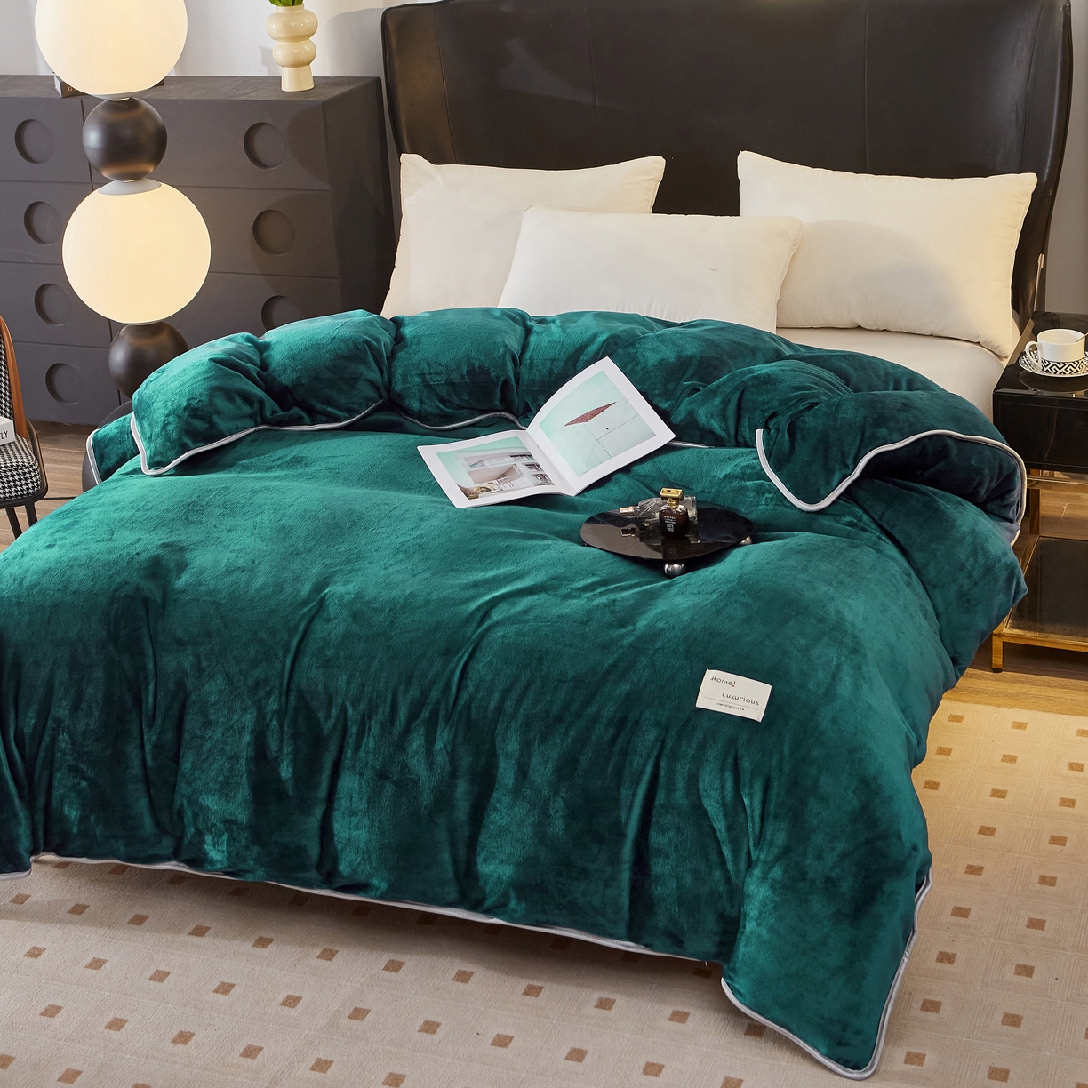 91家纺网 家纺一手货源 找家纺 绣女坊 2024新款牛奶绒220克-单被套 单被套绿色