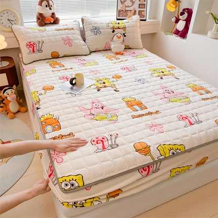 91家纺网 家纺一手货源 找家纺 （总）兄弟坊 2025新款正版授权卡通牛奶绒床垫床护垫 学生床垫床笠