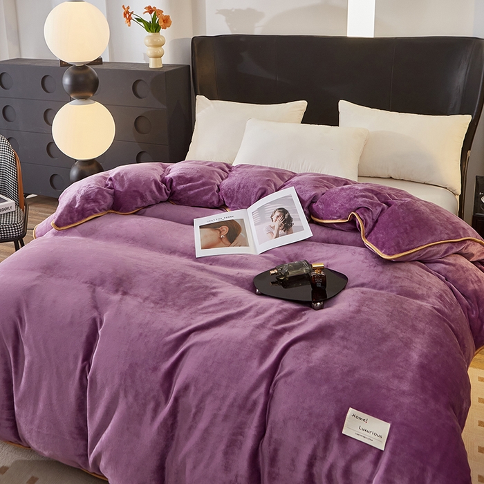 91家纺网 家纺一手货源 找家纺 绣女坊 2024新款牛奶绒220克-单被套 单被套紫色