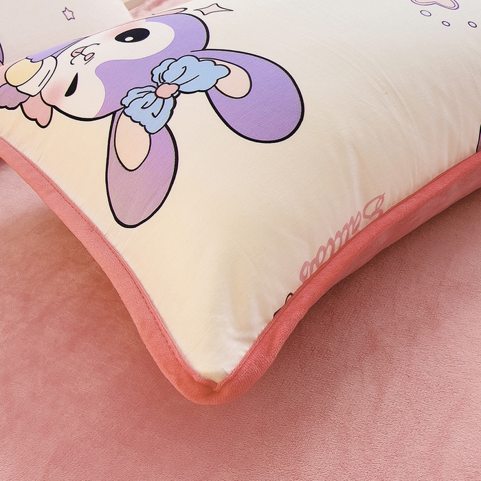 91家纺网 家纺一手货源 找家纺 2024新款全棉加牛奶绒四件套单被套系列-四件套 兔宝贝