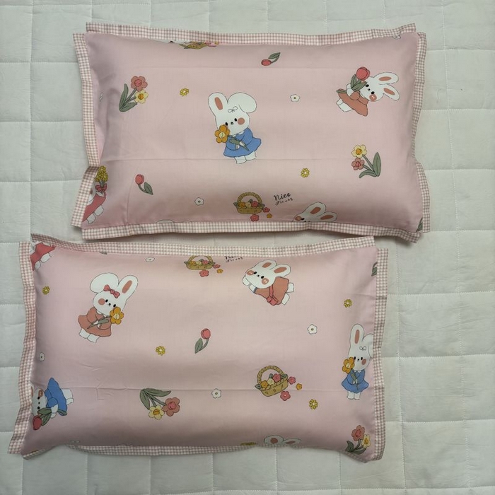 91家纺网 家纺一手货源 找家纺 2024新款A类133x72铂金全棉枕套枕头枕芯七彩童年系列 枕套+枕芯-实拍图 仙女兔