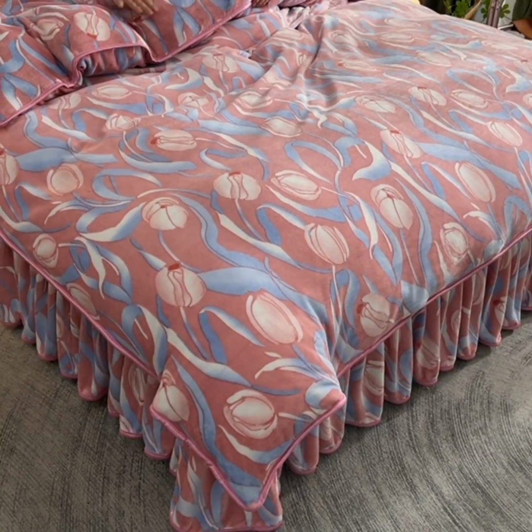 91家纺网 家纺一手货源 找家纺 （总）绒品壹家家纺 2024新款5斤加厚金貂绒四件套