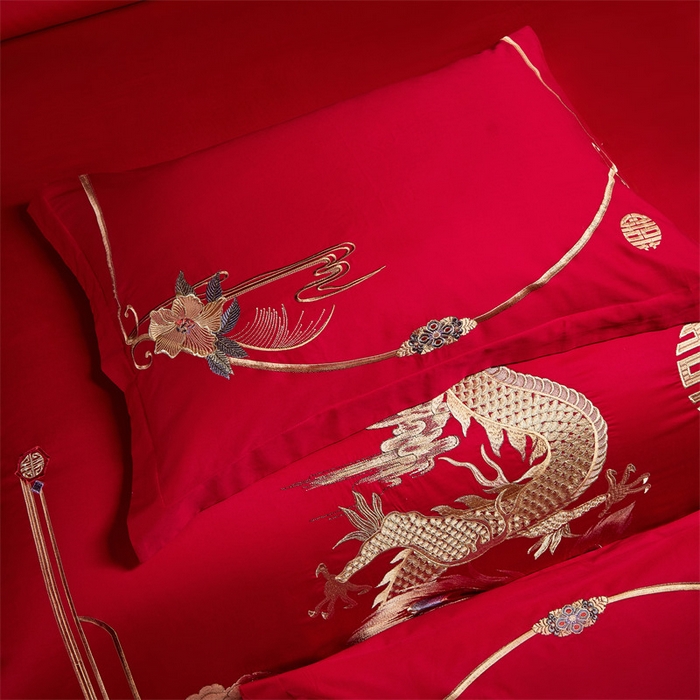 91家纺网 家纺一手货源 找家纺 宏羽纺家纺 2024新款13372纯棉婚庆套件系列 千禧婚嫁