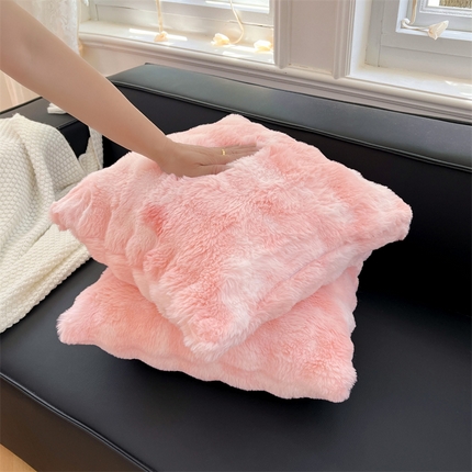 91家纺网 家纺一手货源 找家纺 圣比熊 2025新款兔毛绒抱枕套牛奶绒枕芯套雪花绒枕头套单人宿舍 梦幻樱粉