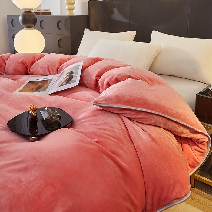 91家纺网 家纺一手货源 找家纺 绣女坊 2024新款牛奶绒220克-单被套 单被套-粉色