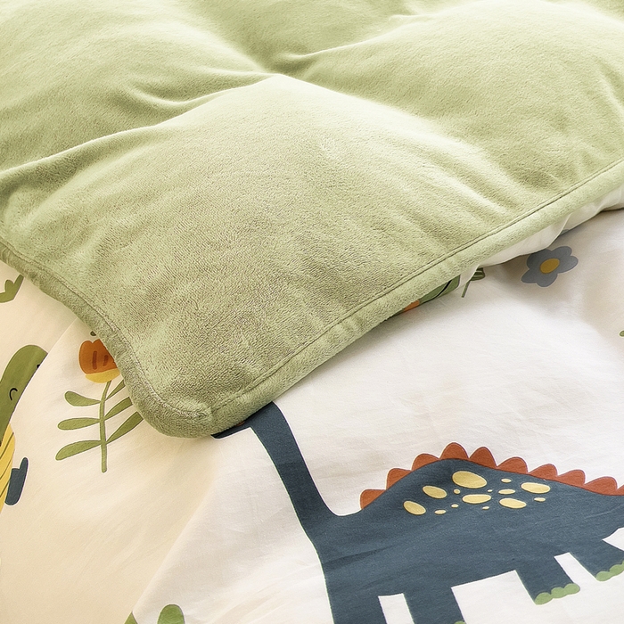 91家纺网 家纺一手货源 找家纺 2024新款全棉加牛奶绒四件套单被套系列-四件套 恐龙谷