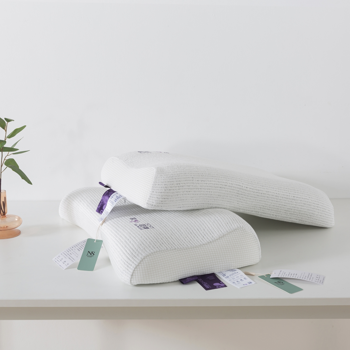 91家纺网 家纺一手货源 找家纺 境月枕芯坊 2024新款软回弹记忆棉枕芯 软回弹记忆棉枕-曲线款40*64*11cm