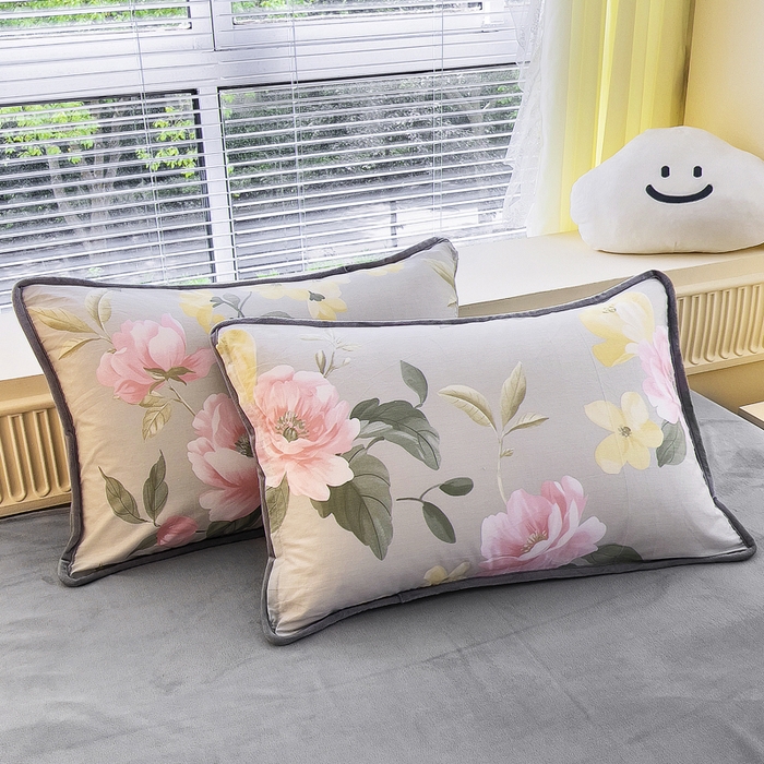 91家纺网 家纺一手货源 找家纺 2024新款全棉加牛奶绒四件套单被套系列-四件套 静谧花园