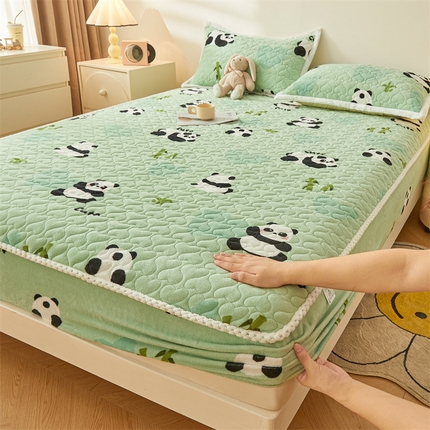 91家纺网 家纺一手货源 找家纺 (总) 兄弟坊 2025新款牛奶绒印花床护垫床笠 床垫保护套