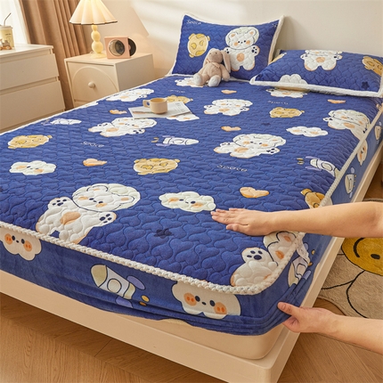 91家纺网 家纺一手货源 找家纺 (总) 兄弟坊 2025新款牛奶绒印花床护垫床笠 床垫保护套