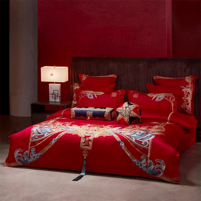 91家纺网 家纺一手货源 找家纺 宏羽纺家纺 2024新款高支高密纯棉提花婚庆套件系列（控价680）江山为聘