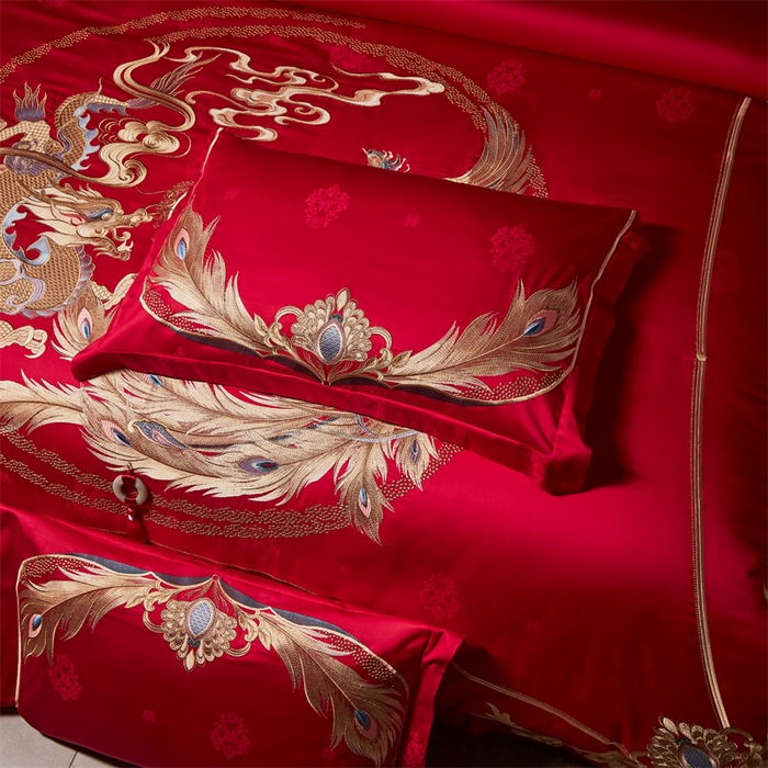 91家纺网 家纺一手货源 找家纺 宏羽纺家纺 2024新款高支高密纯棉提花婚庆套件系列（控价680）喜事将至