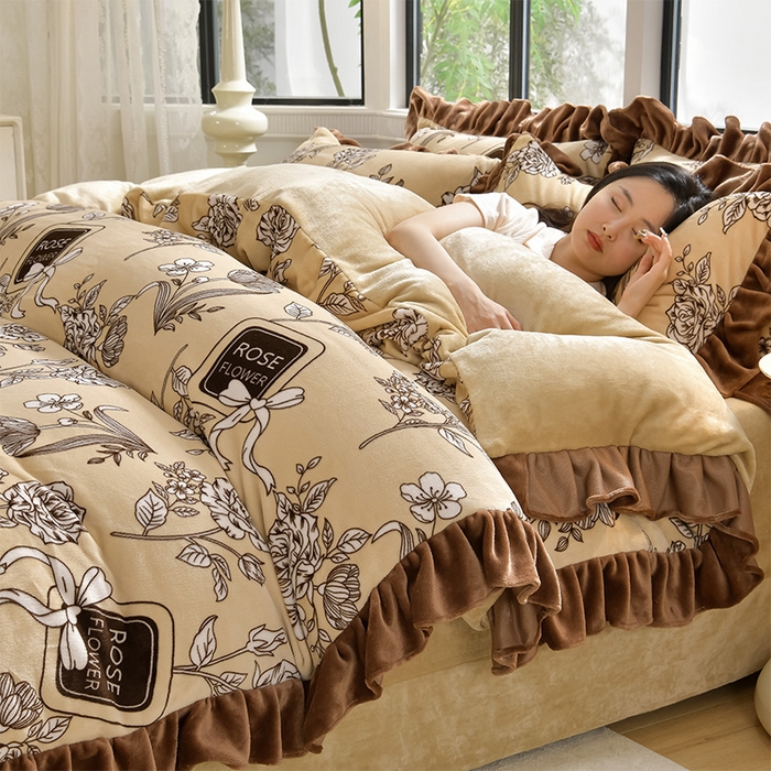 91家纺网 家纺一手货源 找家纺 妮恒美 2024新款韩版牛奶绒四件套 奢香夫人