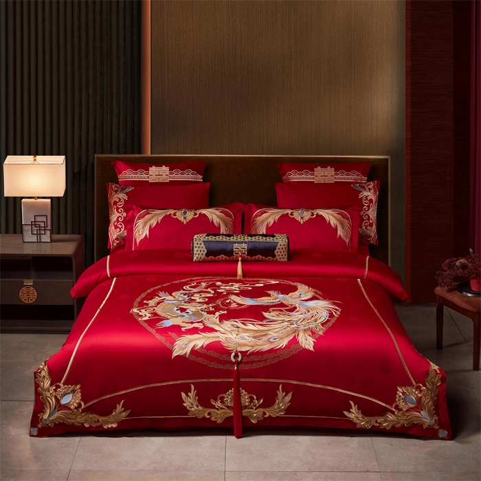 91家纺网 家纺一手货源 找家纺 宏羽纺家纺 2024新款高支高密纯棉提花婚庆套件系列（控价680）喜事将至