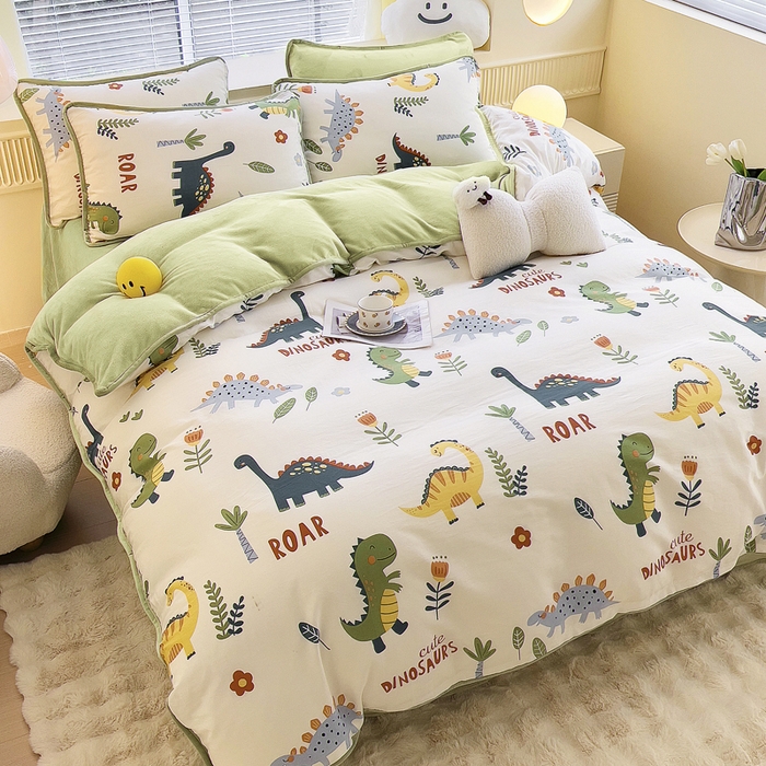 91家纺网 家纺一手货源 找家纺 （总）2024新款全棉加牛奶绒四件套单被套系列-四件套