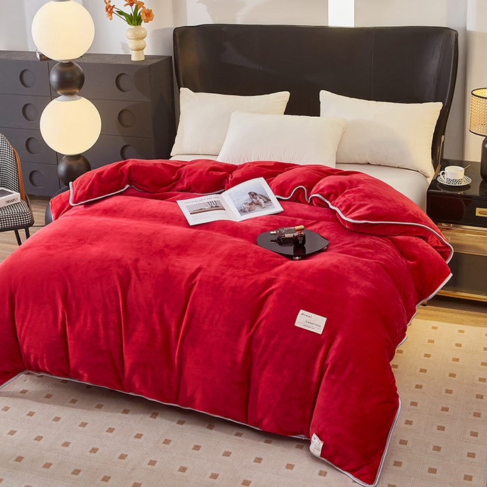 91家纺网 家纺一手货源 找家纺 绣女坊 2024新款牛奶绒220克-单被套 单被套-大红色