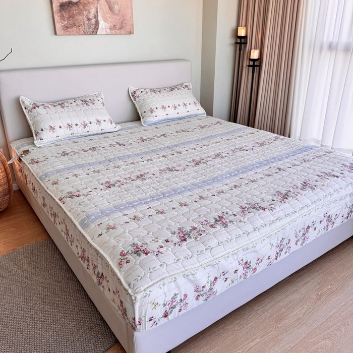 91家纺网 家纺一手货源 找家纺 兜米家居 2024新款云朵水洗纱夹棉单品床笠 素美