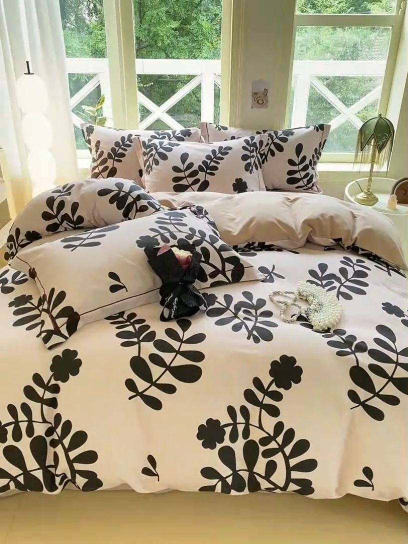 91家纺网 家纺一手货源 找家纺 宜家坊 2024全棉ins风小清新加厚磨毛【提供质检报告】 叶晓