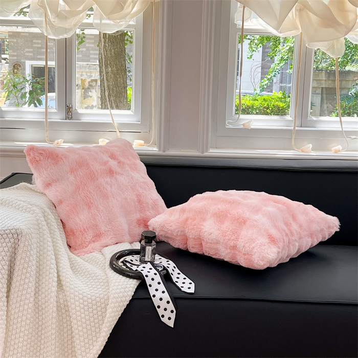 91家纺网 家纺一手货源 找家纺 梦舒羽 2025新款兔毛绒抱枕套牛奶绒枕芯套雪花绒枕头套单人宿舍 梦幻樱粉