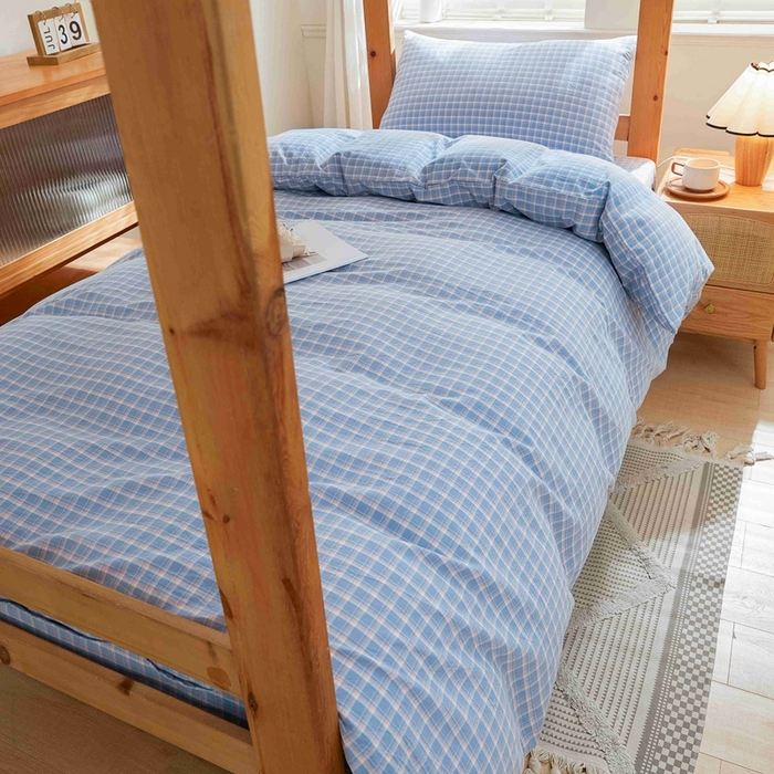 91家纺网 家纺一手货源 找家纺 韩约家纺 2024新款全棉水洗棉三四件套 维多利-蓝