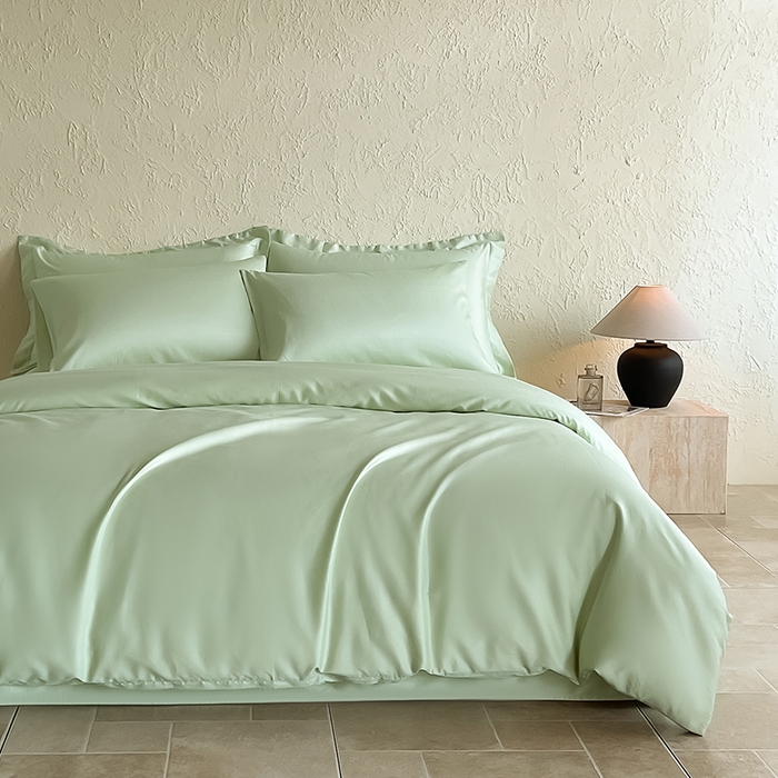 91家纺网 家纺一手货源 找家纺 Mr.pig猪先生水洗棉 2024新品A类100全棉高支高密贡缎新疆长绒棉四件套纯棉床单被套学生宿舍三件套枕套床笠床上用品 茶香绿