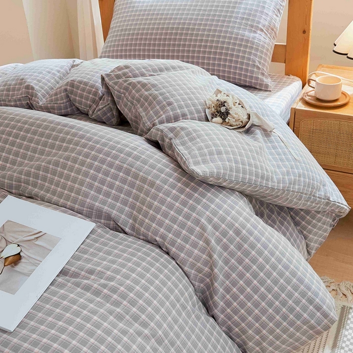 91家纺网 家纺一手货源 找家纺 韩约家纺 2024新款全棉水洗棉三四件套 维多利-灰