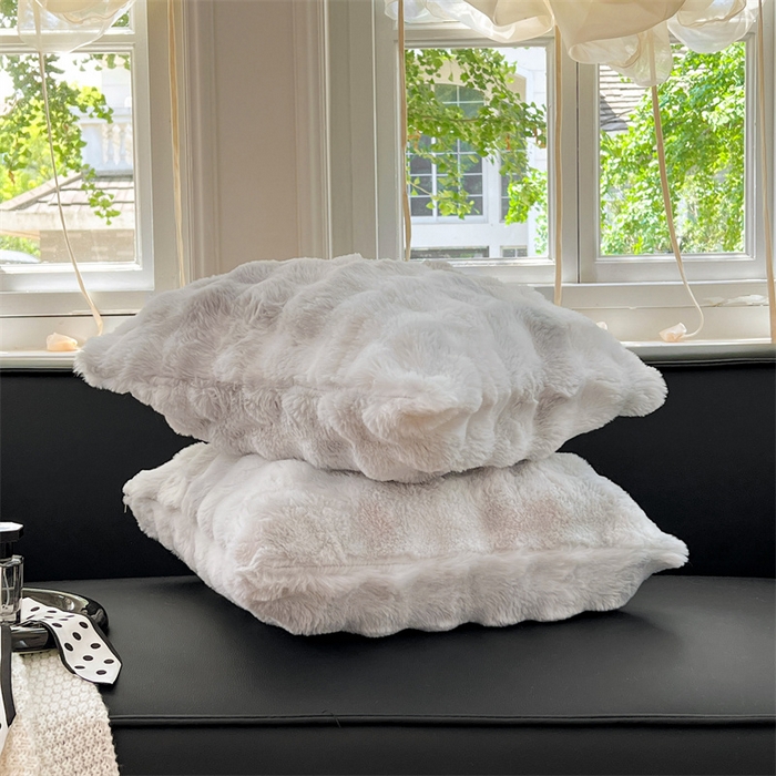 91家纺网 家纺一手货源 找家纺 梦舒羽 2025新款兔毛绒抱枕套牛奶绒枕芯套雪花绒枕头套单人宿舍 梦幻浅灰
