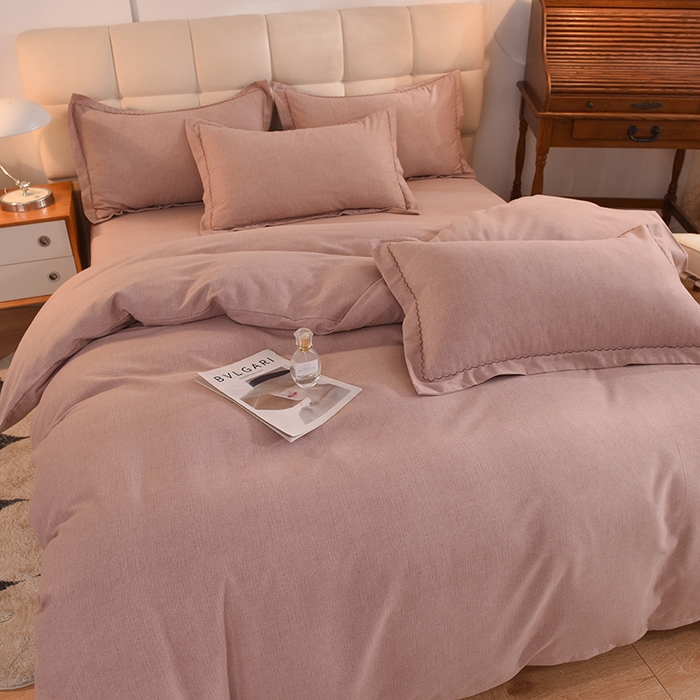 91家纺网 家纺一手货源 找家纺 巧玲珑 2024新款新疆棉亲肤四件套 莫兰迪-咖