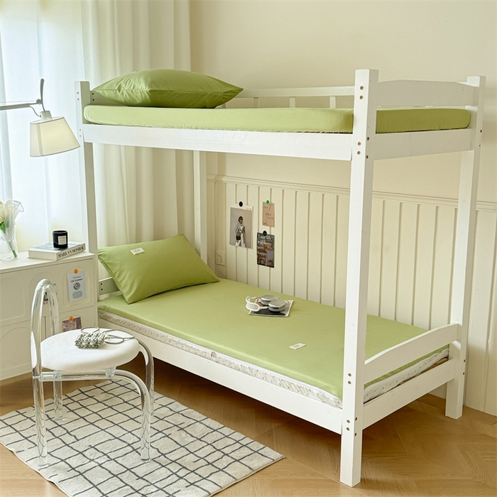 91家纺网 家纺一手货源 找家纺 眠博士 2024新款A类学生床纯色40支13372全棉床笠床垫保护套 床垫套-浅绿