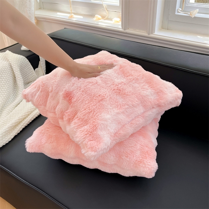 91家纺网 家纺一手货源 找家纺 梦舒羽 2025新款兔毛绒抱枕套牛奶绒枕芯套雪花绒枕头套单人宿舍 梦幻樱粉