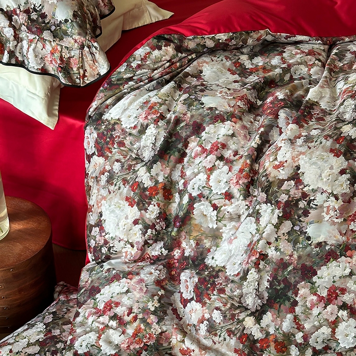 91家纺网 家纺一手货源 找家纺 （总）窝米 2024新款数码印花100支长绒棉花边款工艺四件套-莫奈