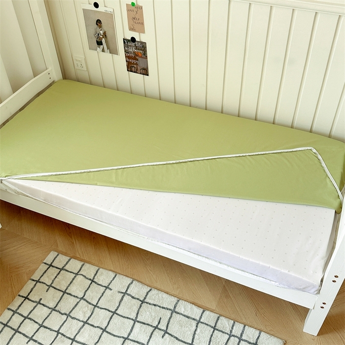 91家纺网 家纺一手货源 找家纺 眠博士 2024新款A类学生床纯色40支13372全棉床笠床垫保护套 床垫套-浅绿