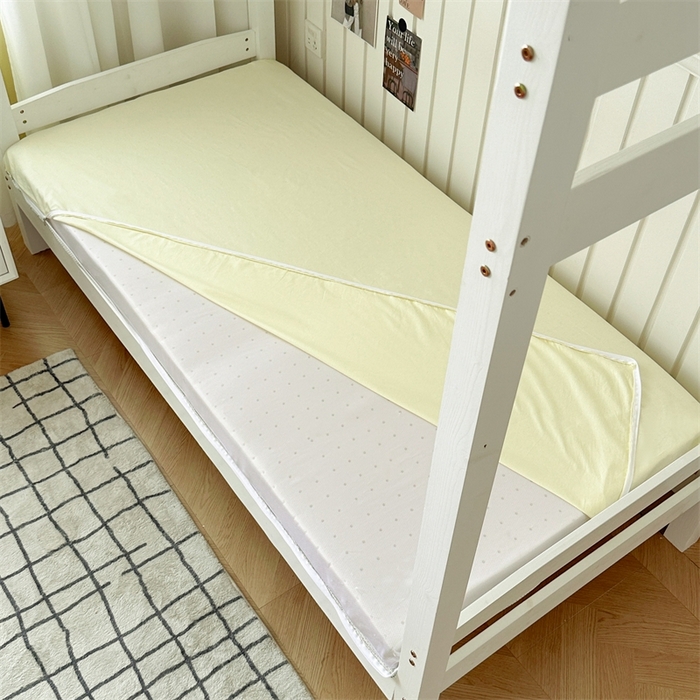 91家纺网 家纺一手货源 找家纺 眠博士 2024新款A类学生床纯色40支13372全棉床笠床垫保护套 床垫套-浅黄