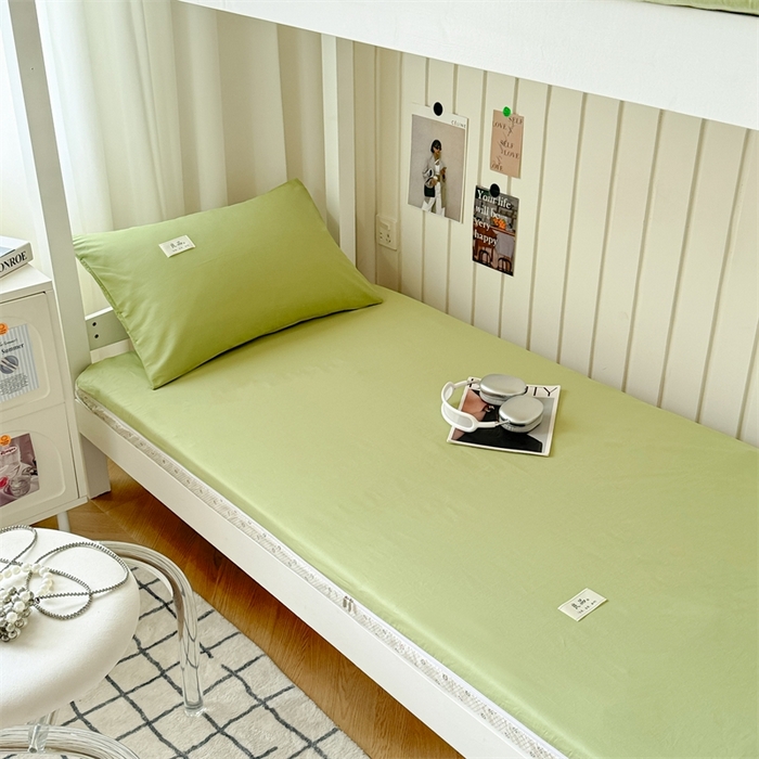 91家纺网 家纺一手货源 找家纺 眠博士 2024新款A类学生床纯色40支13372全棉床笠床垫保护套 床垫套-浅绿