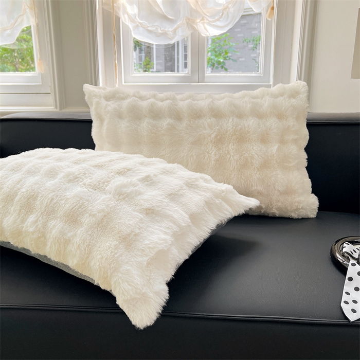 91家纺网 家纺一手货源 找家纺 梦舒羽 2025新款兔毛绒单人枕套牛奶绒枕芯套雪花绒宿舍枕头套 晨曦白