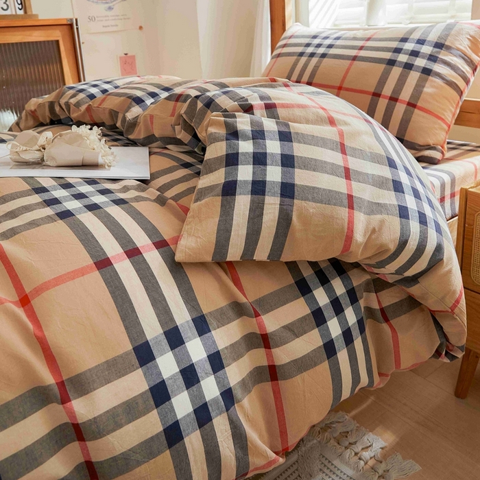 91家纺网 家纺一手货源 找家纺 韩约家纺 2024新款全棉水洗棉三四件套 品尚-咖