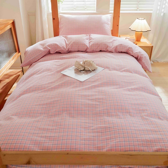 91家纺网 家纺一手货源 找家纺 韩约家纺 2024新款全棉水洗棉三四件套 维多利-粉