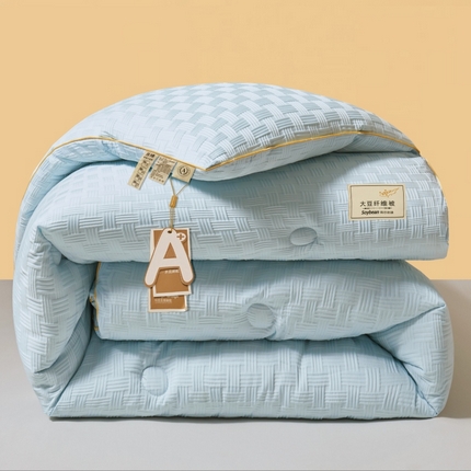 91家纺网 家纺一手货源 找家纺 星航家纺 2025新款A类针织棉华夫格大豆被子母被子（真正A类针织棉）华夫格 清新蓝