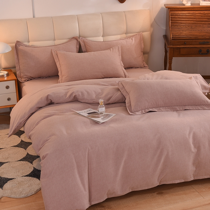 91家纺网 家纺一手货源 找家纺 巧玲珑 2024新款新疆棉亲肤四件套 莫兰迪-咖