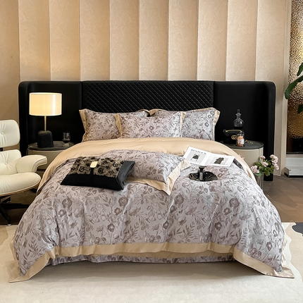 91家纺网 家纺一手货源 找家纺 （总）栩裕纺织 2024新款丝棉臻绒磨毛数码印花四件套--兰羽系列