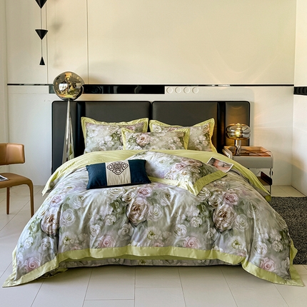 91家纺网 家纺一手货源 找家纺 （总）栩裕纺织 2024新款50支长绒棉贡缎磨毛数码印花四件套-锦绒系列