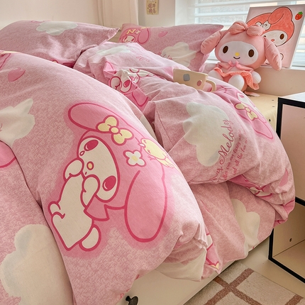 91家纺网 家纺一手货源 找家纺 （总）卧趣家纺 2024秋冬新款三丽鸥正版授权原棉磨毛卡通系列四件套